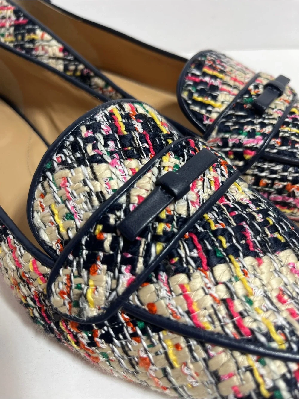 Talbots Multicolor Tweed Loafers with Navy Trim